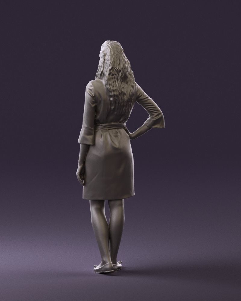 Woman in black brown hair 0453 3D print model 3D print model_19