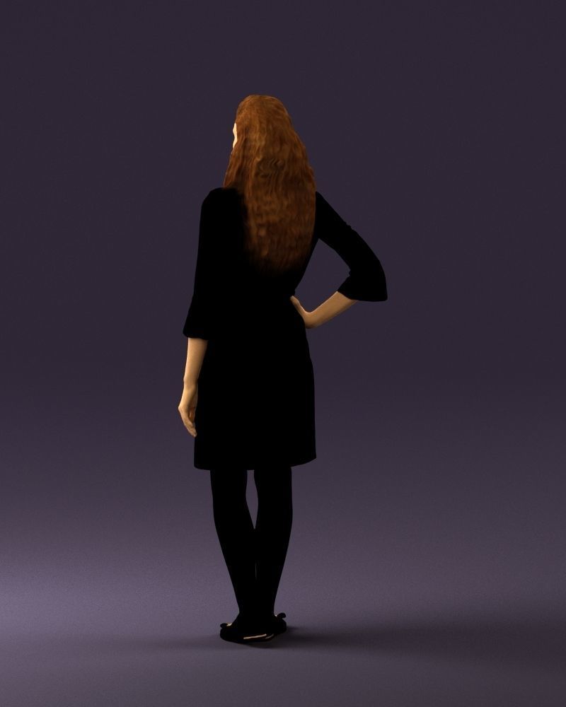 Woman in black brown hair 0453 3D print model 3D print model_18