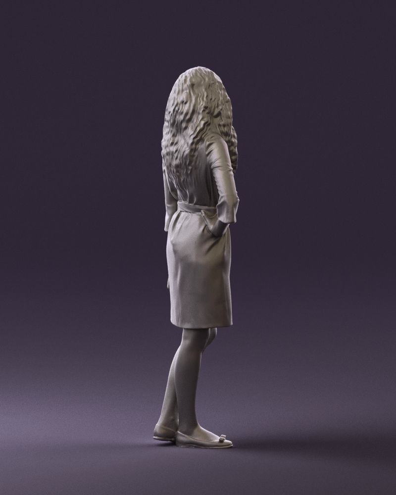 Woman in black brown hair 0453 3D print model 3D print model_13