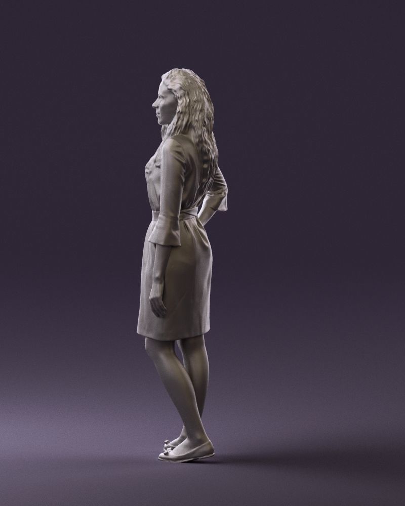 Woman in black brown hair 0453 3D print model 3D print model_22