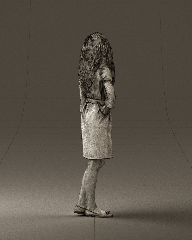 Woman in black brown hair 0453 3D print model 3D print model_14