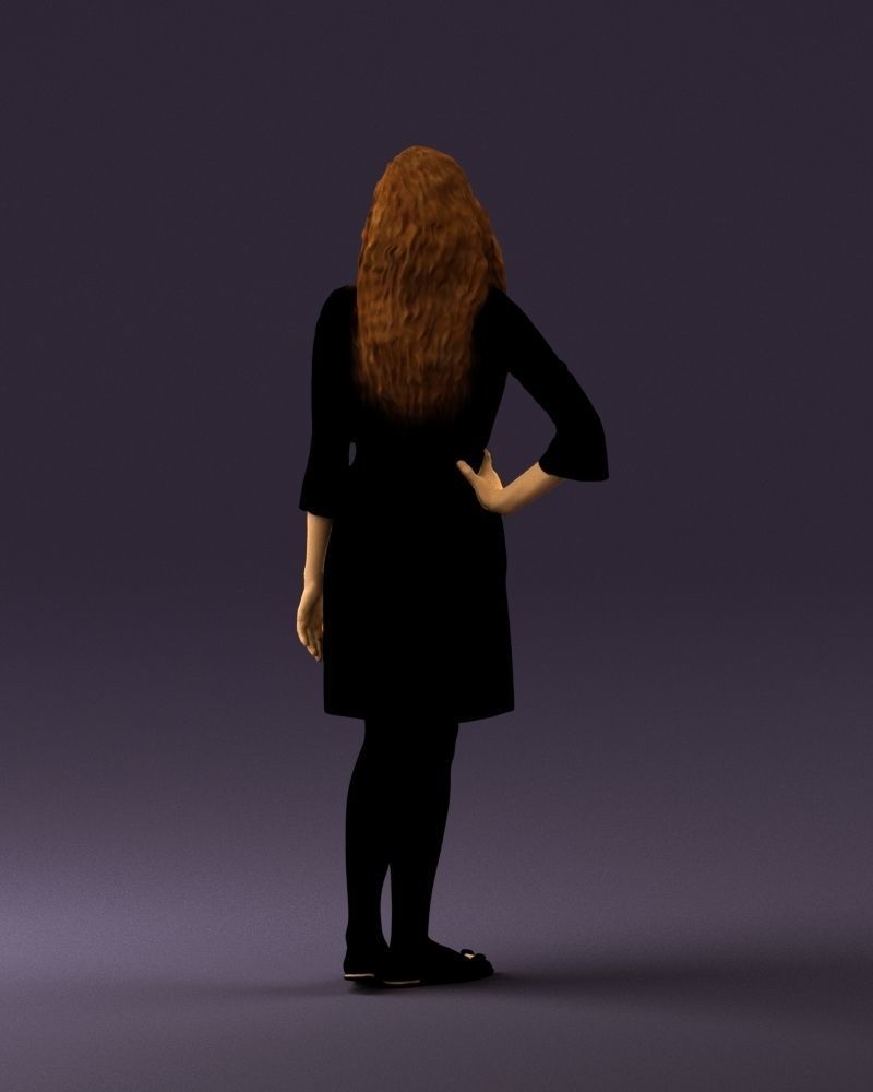 Woman in black brown hair 0453 3D print model 3D print model_15