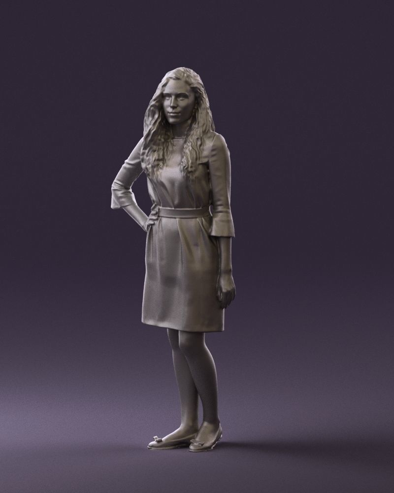 Woman in black brown hair 0453 3D print model 3D print model_28