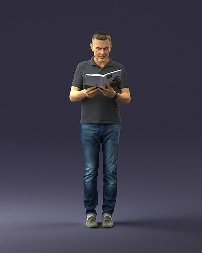 Man with book 0146 3D Print Ready 3D print model