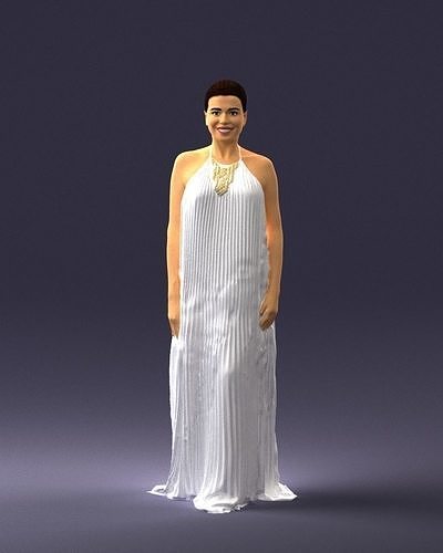 Girl with braid long dress 0456 3D print ready 3D print model
