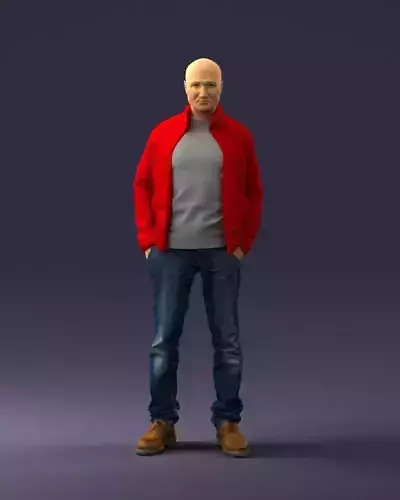 Man in red t-shirt 0244 3D print ready
