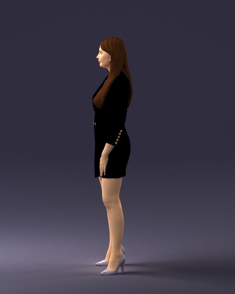 000278 Female Model in Black Business Dress 0708 3D model_25