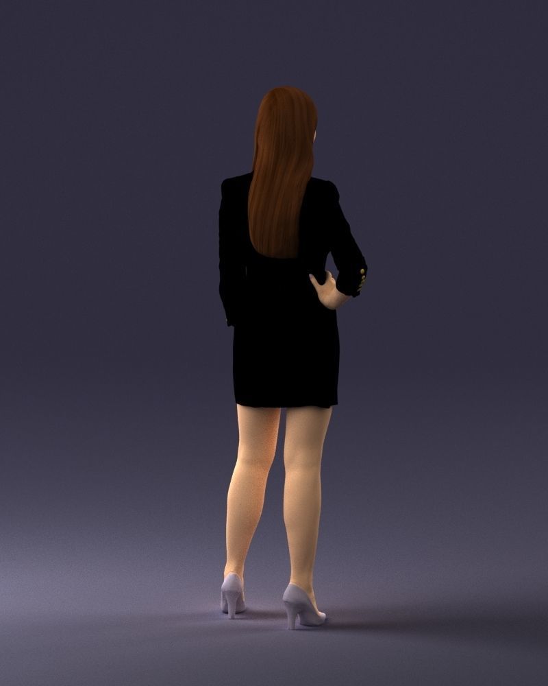 000278 Female Model in Black Business Dress 0708 3D model_16