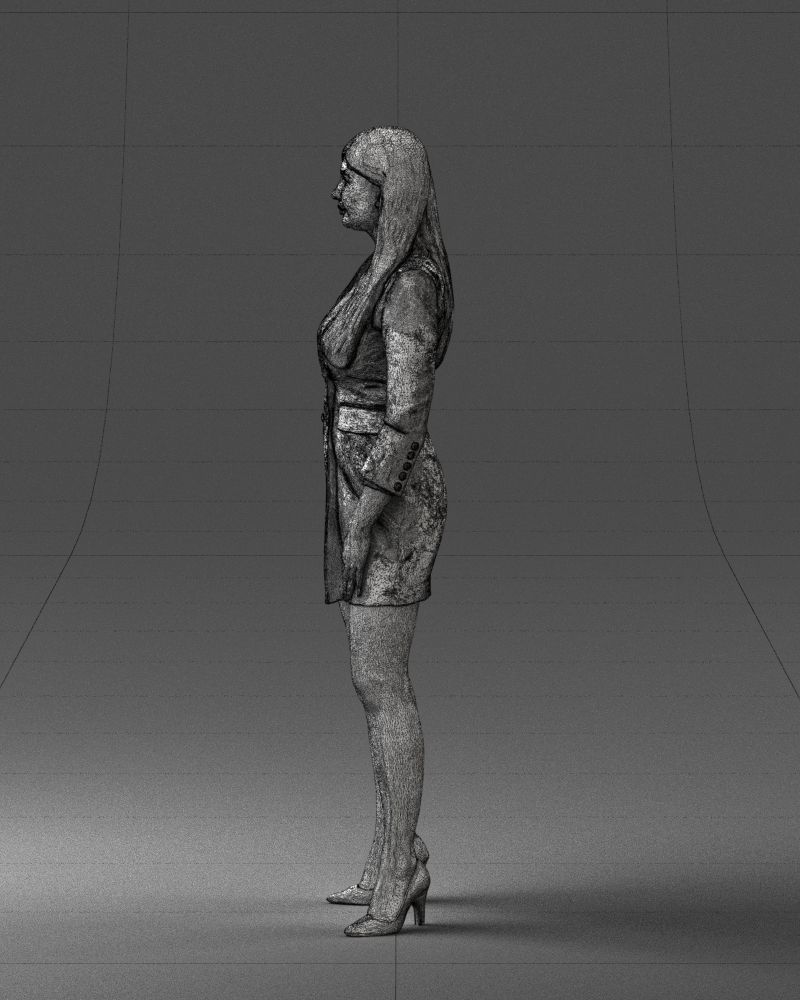 000278 Female Model in Black Business Dress 0708 3D model_27