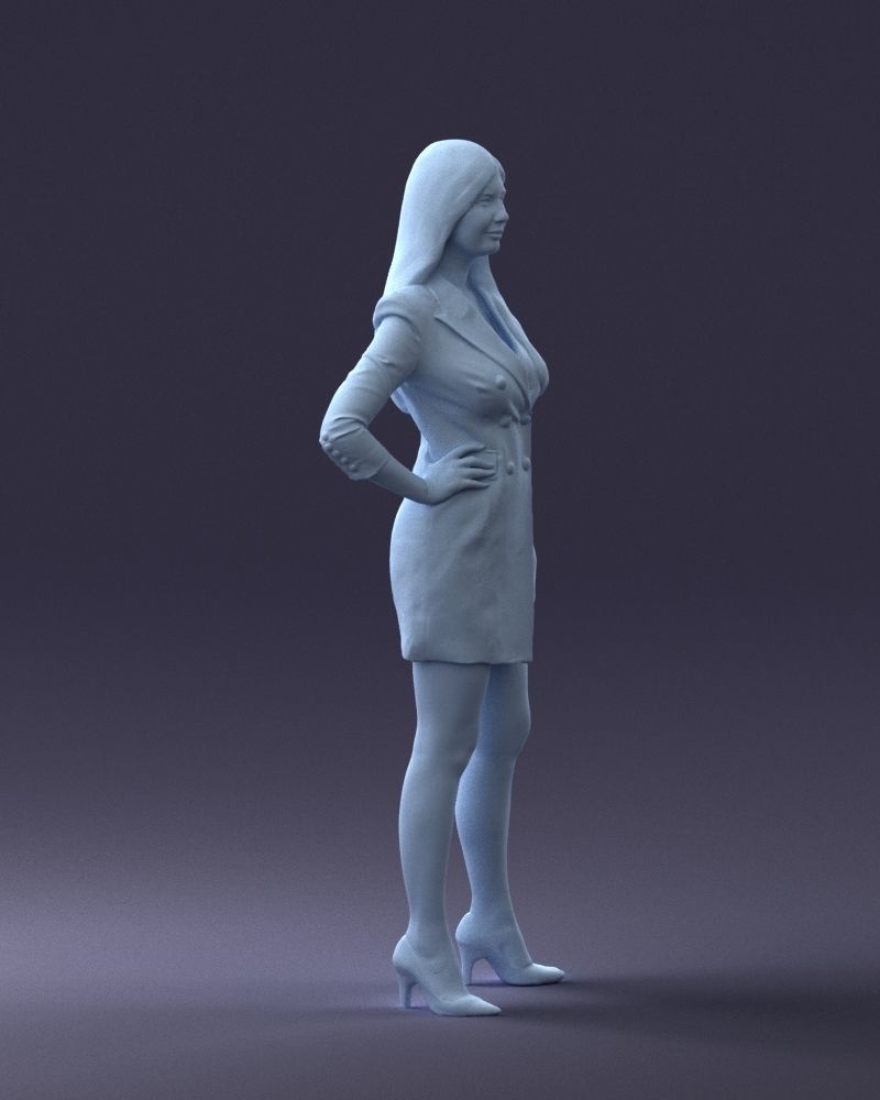 000278 Female Model in Black Business Dress 0708 3D model_11
