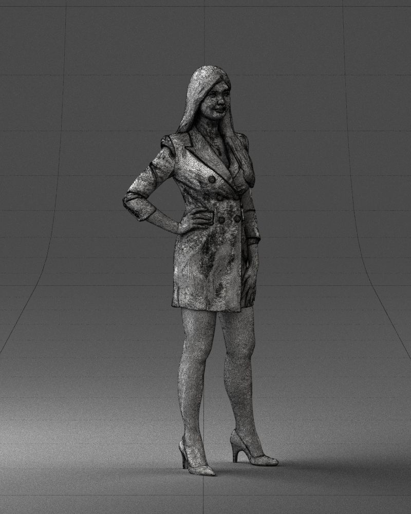 000278 Female Model in Black Business Dress 0708 3D model_9