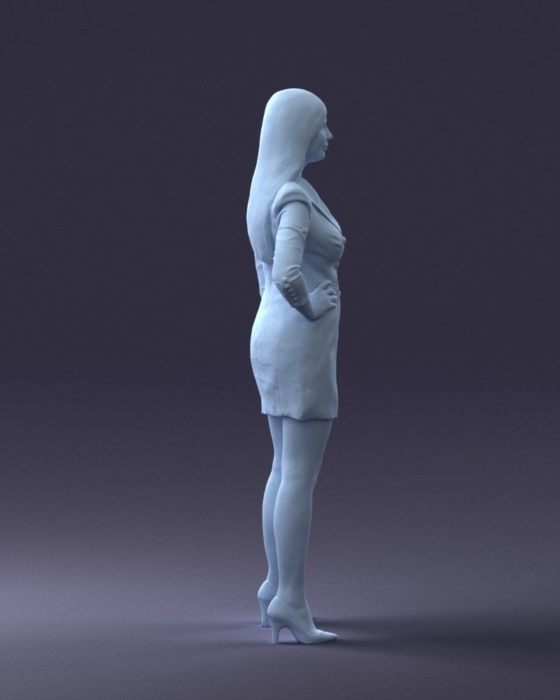000278 Female Model in Black Business Dress 0708 3D model_14