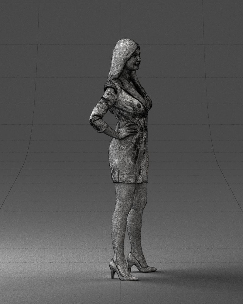 000278 Female Model in Black Business Dress 0708 3D model_12