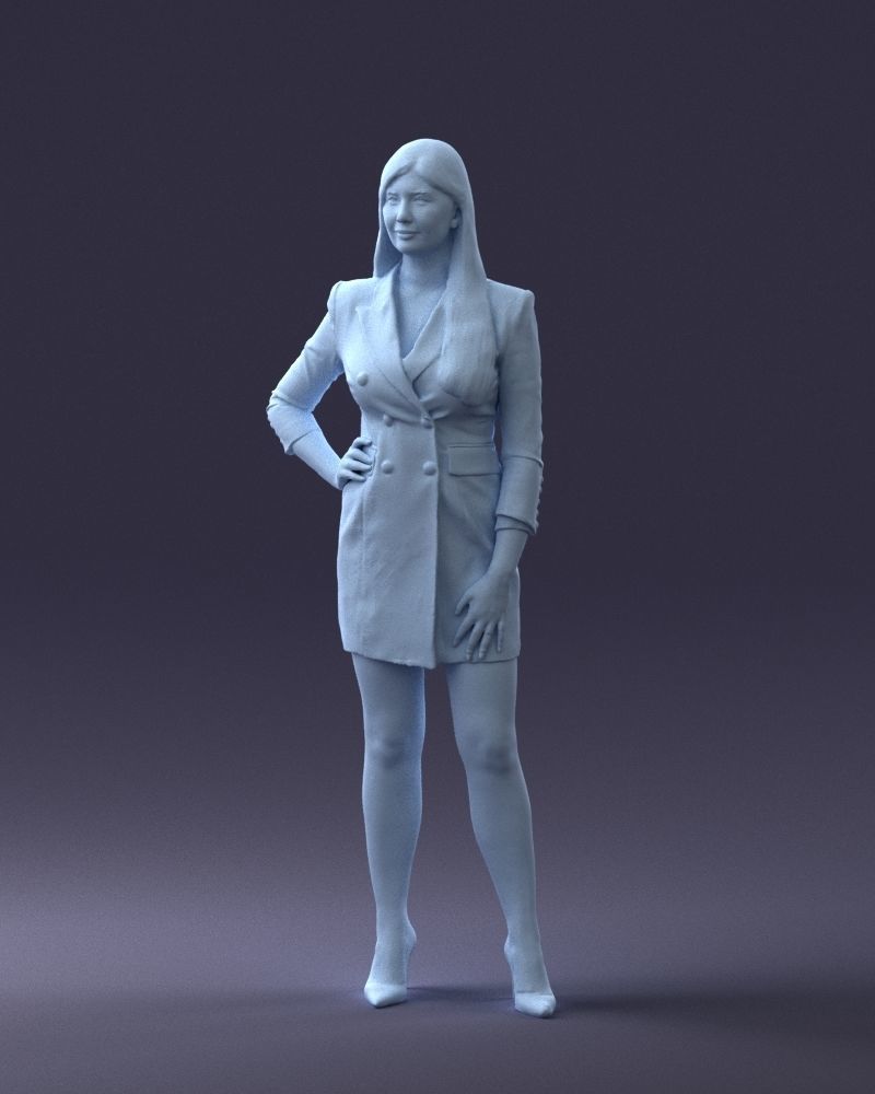 000278 Female Model in Black Business Dress 0708 3D model_32