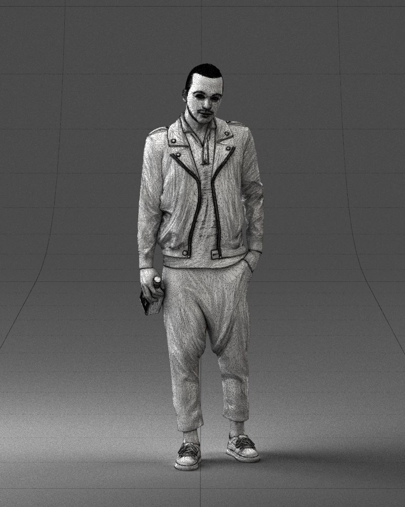 000219 Male Character in Jacket Holding Bottle 1121 3dp 3D print model_38