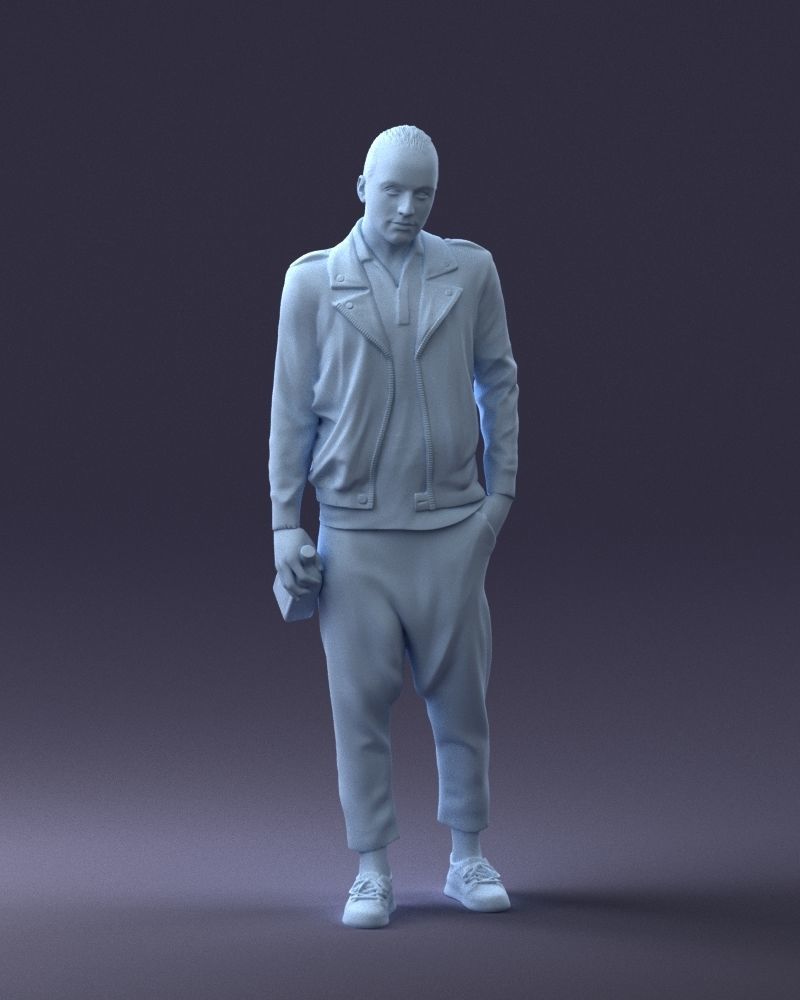 000219 Male Character in Jacket Holding Bottle 1121 3dp 3D print model_1