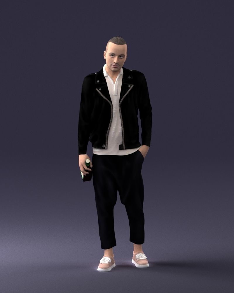 000219 Male Character in Jacket Holding Bottle 1121 3dp 3D print model_33