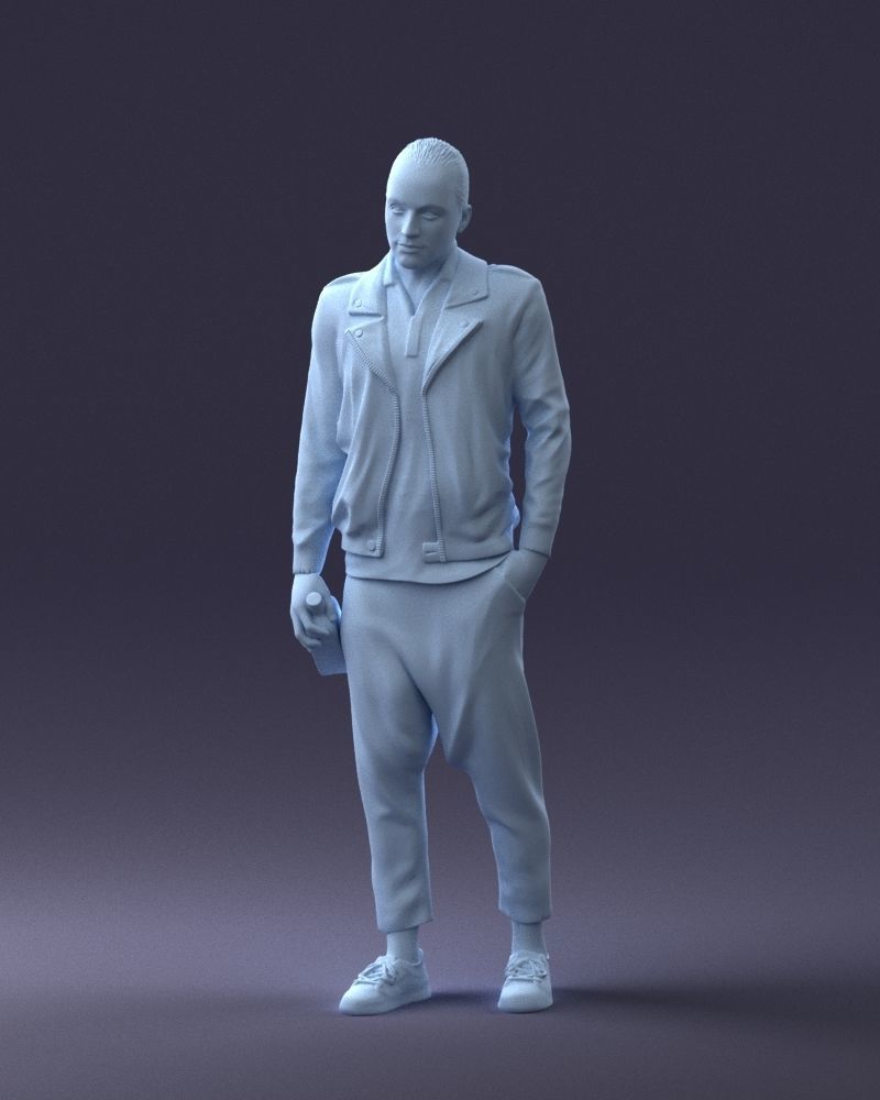 000219 Male Character in Jacket Holding Bottle 1121 3dp 3D print model_31