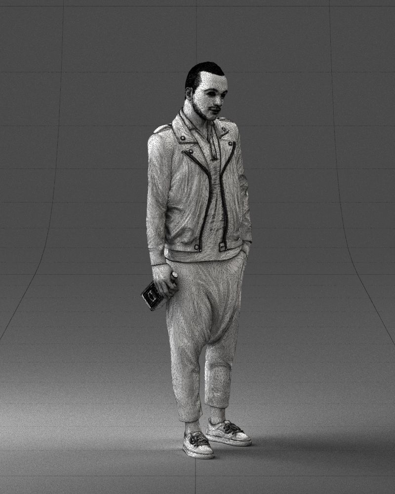 000219 Male Character in Jacket Holding Bottle 1121 3dp 3D print model_8