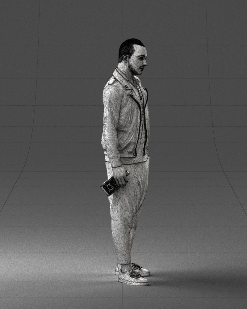 000219 Male Character in Jacket Holding Bottle 1121 3dp 3D print model_11