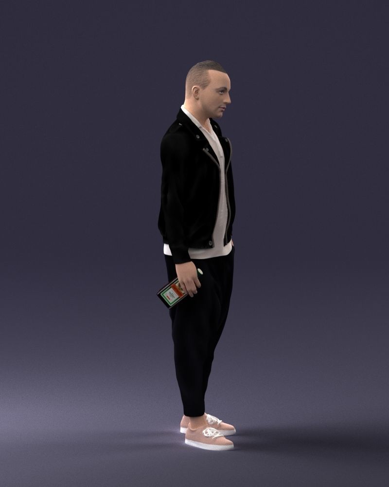 000219 Male Character in Jacket Holding Bottle 1121 3dp 3D print model_9