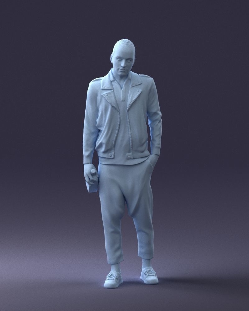000219 Male Character in Jacket Holding Bottle 1121 3dp 3D print model_34