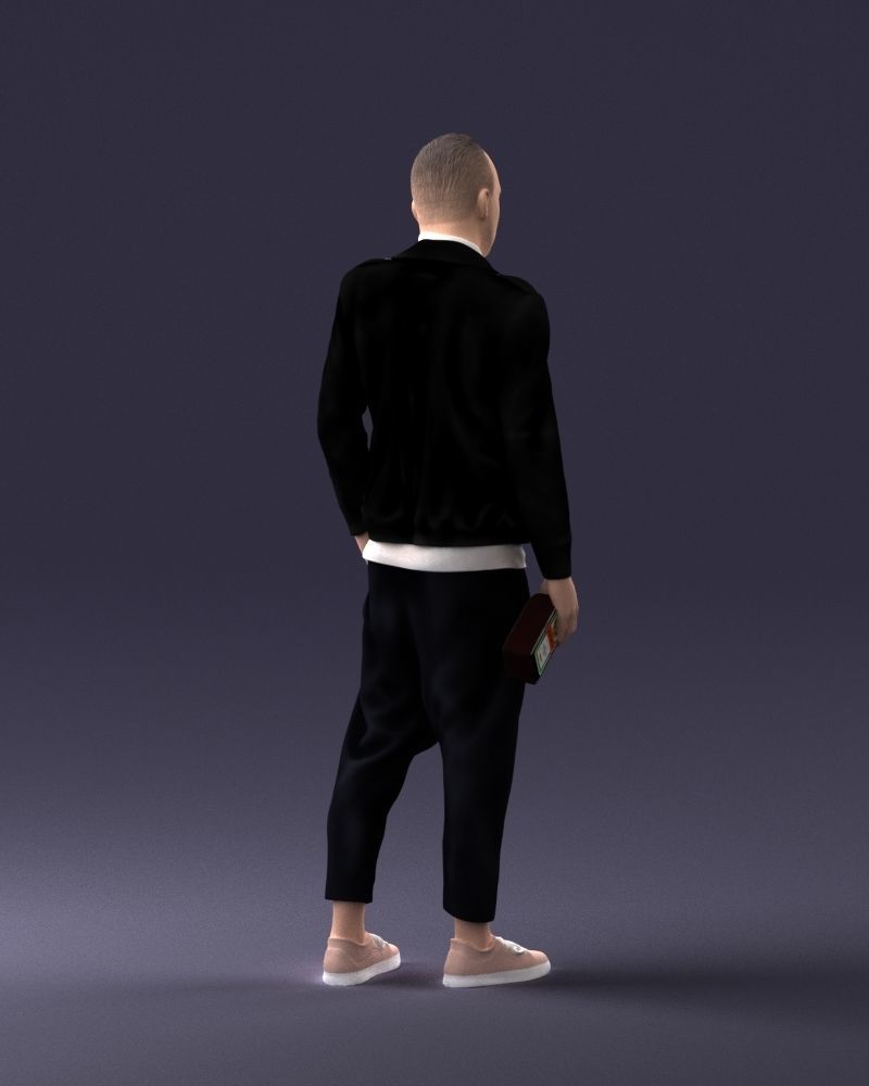 000219 Male Character in Jacket Holding Bottle 1121 3dp 3D print model_15
