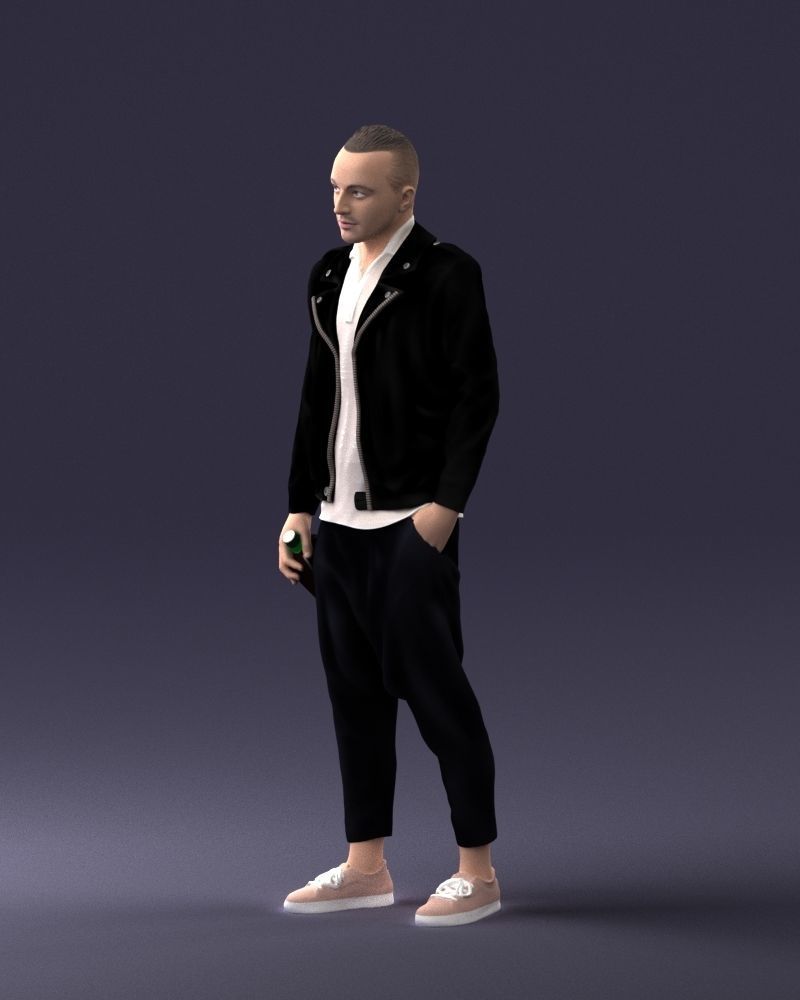 000219 Male Character in Jacket Holding Bottle 1121 3dp 3D print model_27