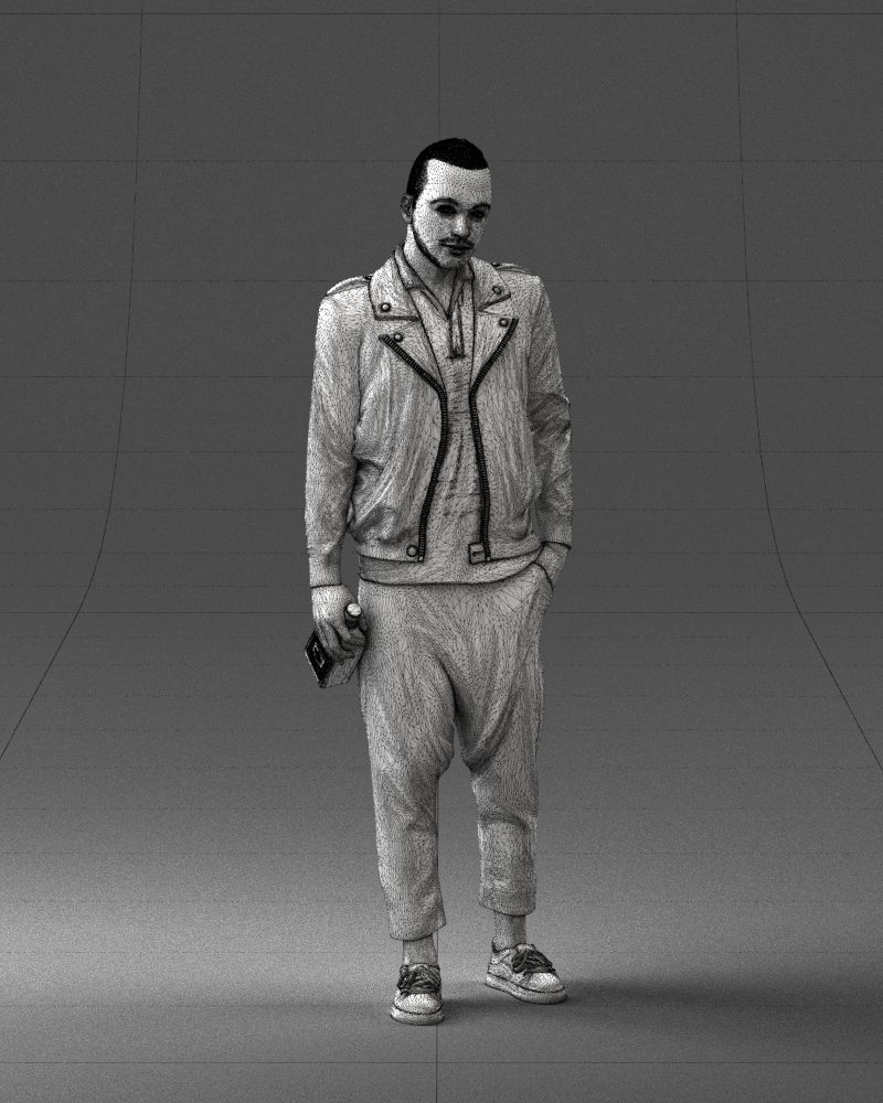 000219 Male Character in Jacket Holding Bottle 1121 3dp 3D print model_5