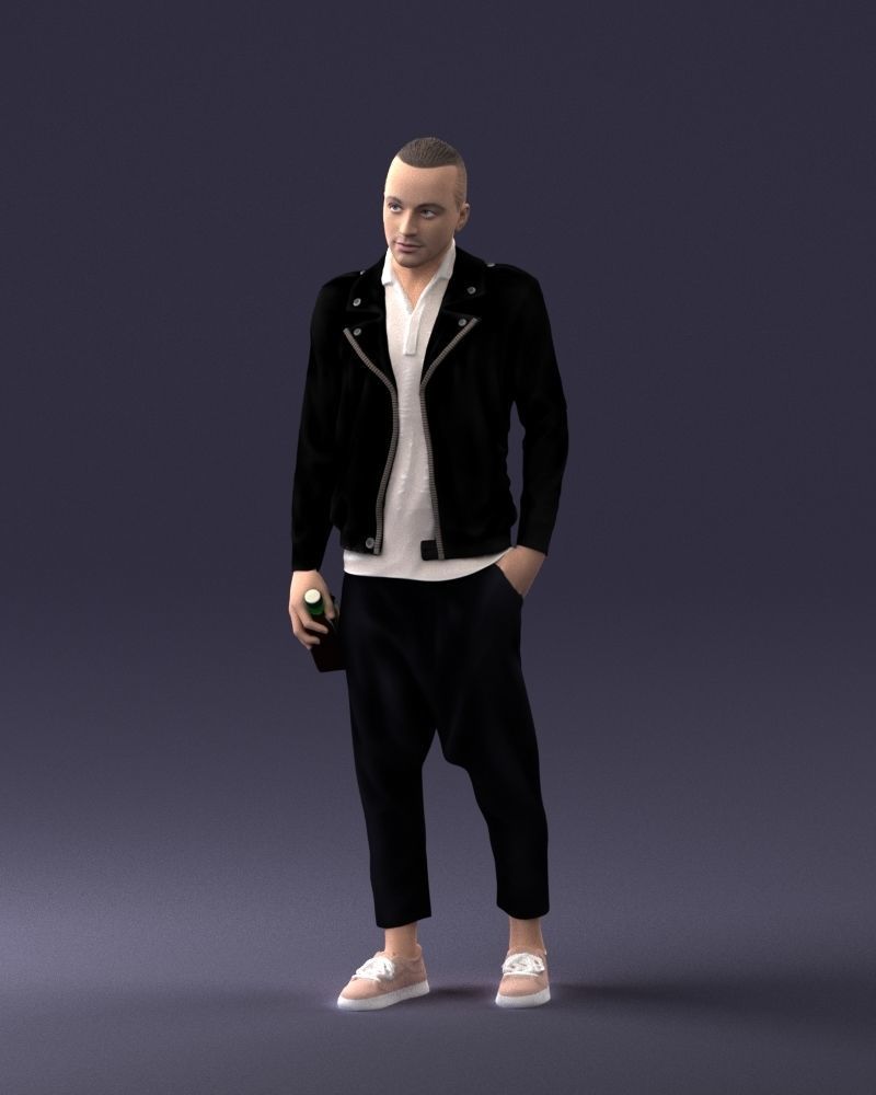 000219 Male Character in Jacket Holding Bottle 1121 3dp 3D print model_30