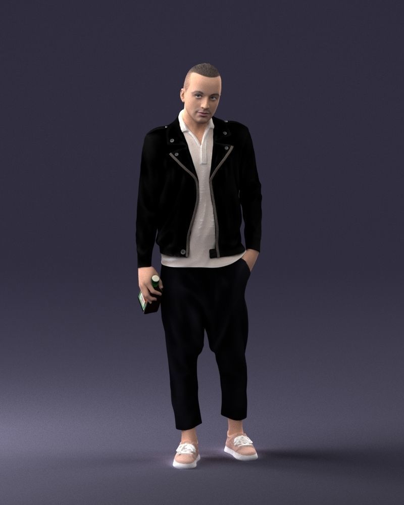000219 Male Character in Jacket Holding Bottle 1121 3dp 3D print model_36