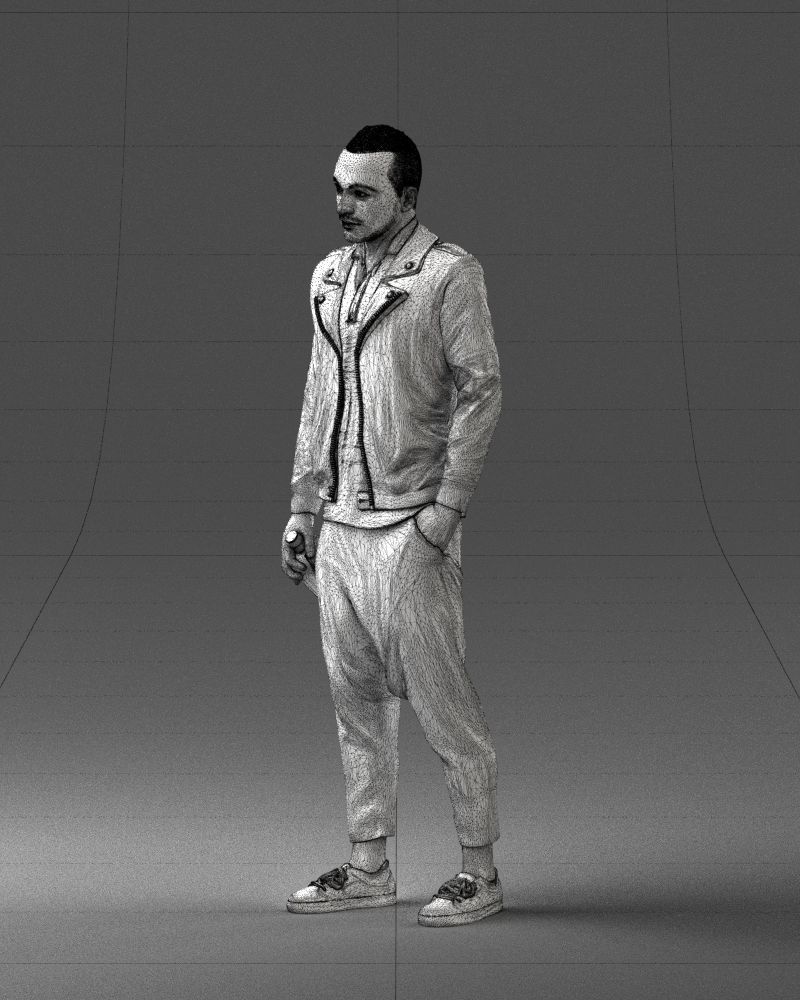 000219 Male Character in Jacket Holding Bottle 1121 3dp 3D print model_29