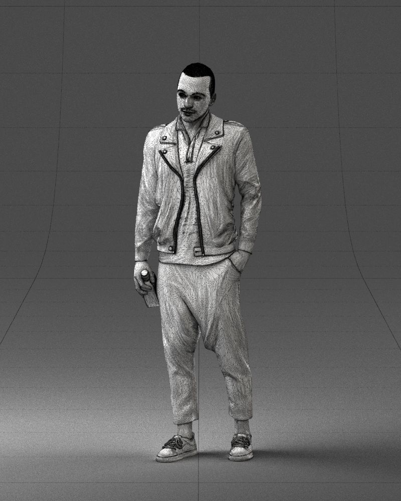 000219 Male Character in Jacket Holding Bottle 1121 3dp 3D print model_32