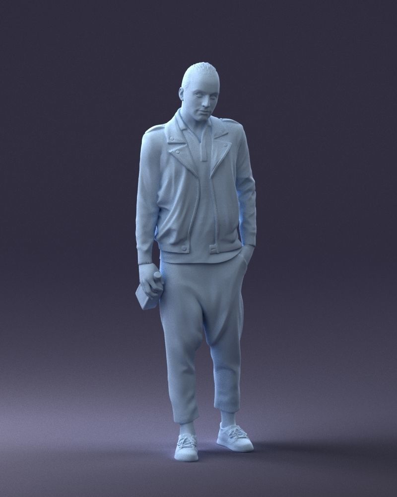 000219 Male Character in Jacket Holding Bottle 1121 3dp 3D print model_4
