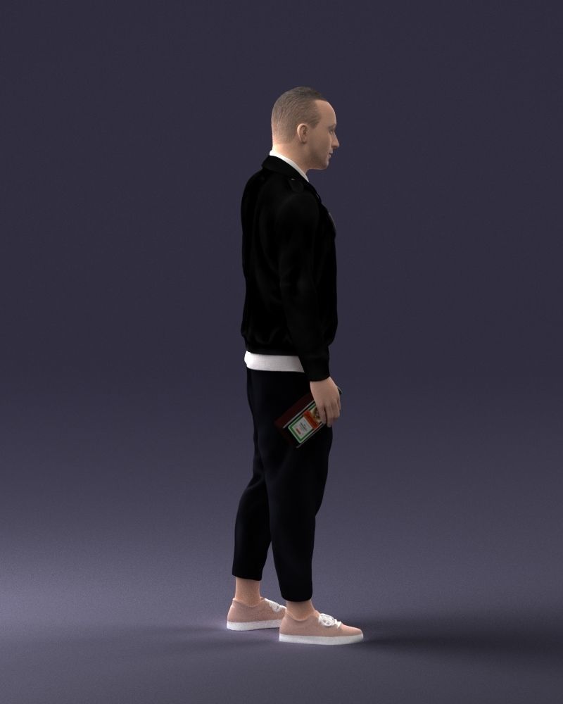 000219 Male Character in Jacket Holding Bottle 1121 3dp 3D print model_12