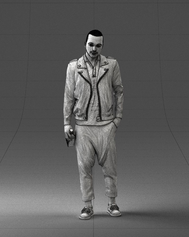 000219 Male Character in Jacket Holding Bottle 1121 3dp 3D print model_35