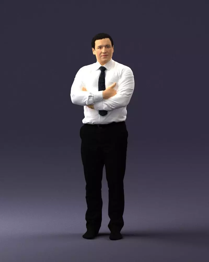 000442 Realistic Businessman Standing Pose Arms Crossed 3dp 3D print model