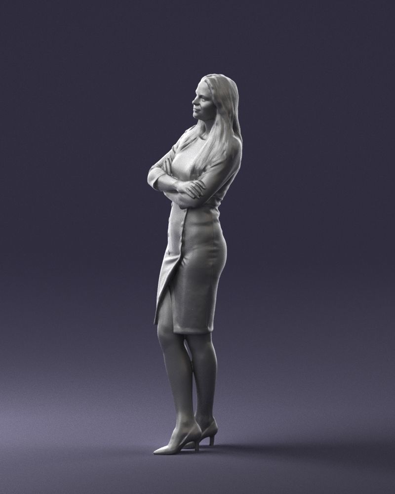 Woman in denim skirt 0469 3D Print Ready 3D print model_7