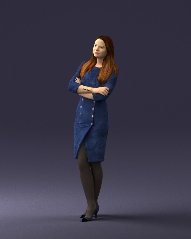 Woman in denim skirt 0469 3D Print Ready 3D print model_3