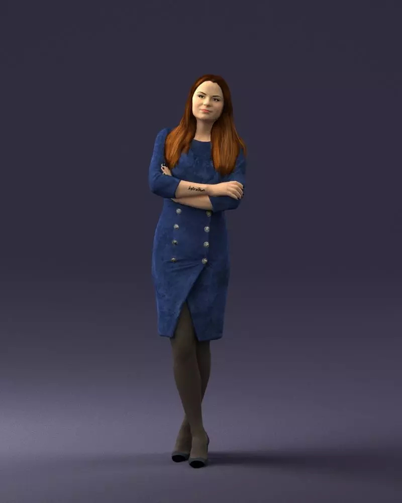 Woman in denim skirt 0469 3D Print Ready 3D print model_0