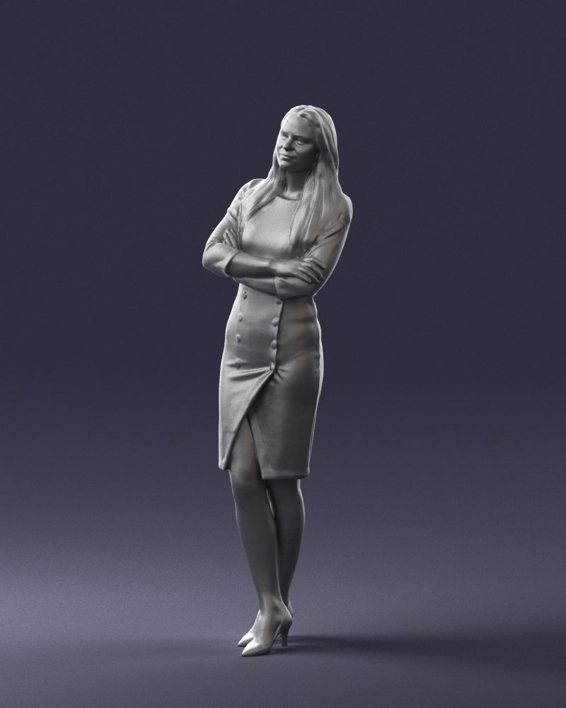 Woman in denim skirt 0469 3D Print Ready 3D print model_4