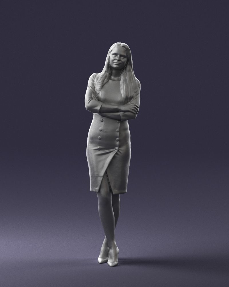 Woman in denim skirt 0469 3D Print Ready 3D print model_1