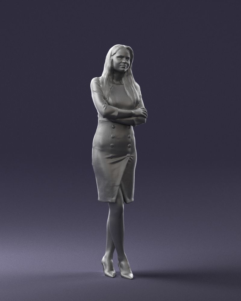 Woman in denim skirt 0469 3D Print Ready 3D print model_34