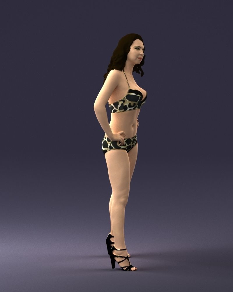 Woman in leopard print swimsuit 0114 3D model_12