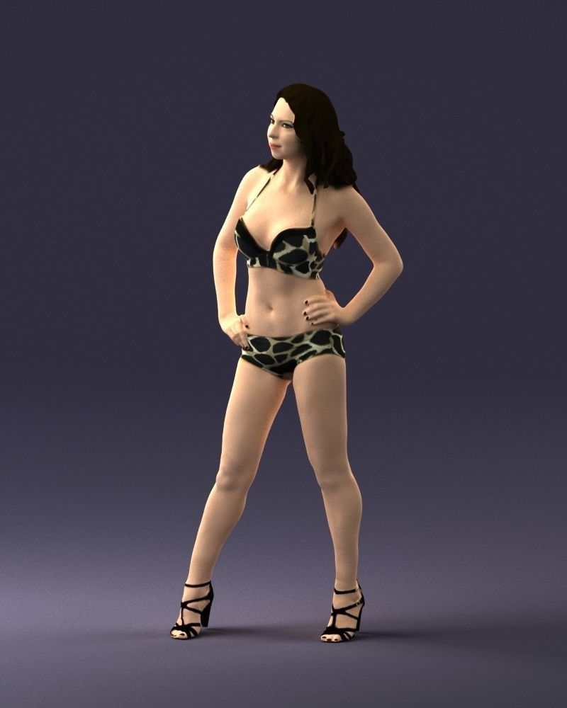Woman in leopard print swimsuit 0114 3D model_33