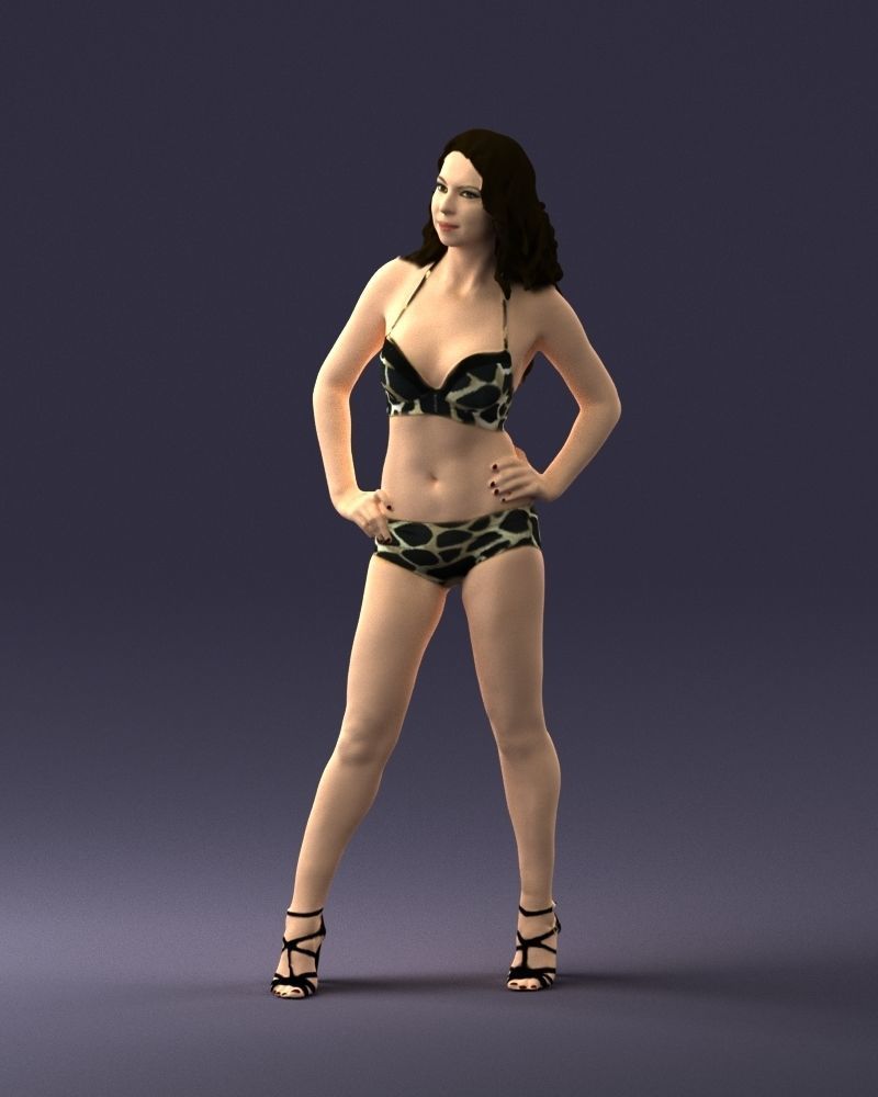 Woman in leopard print swimsuit 0114 3D model_3