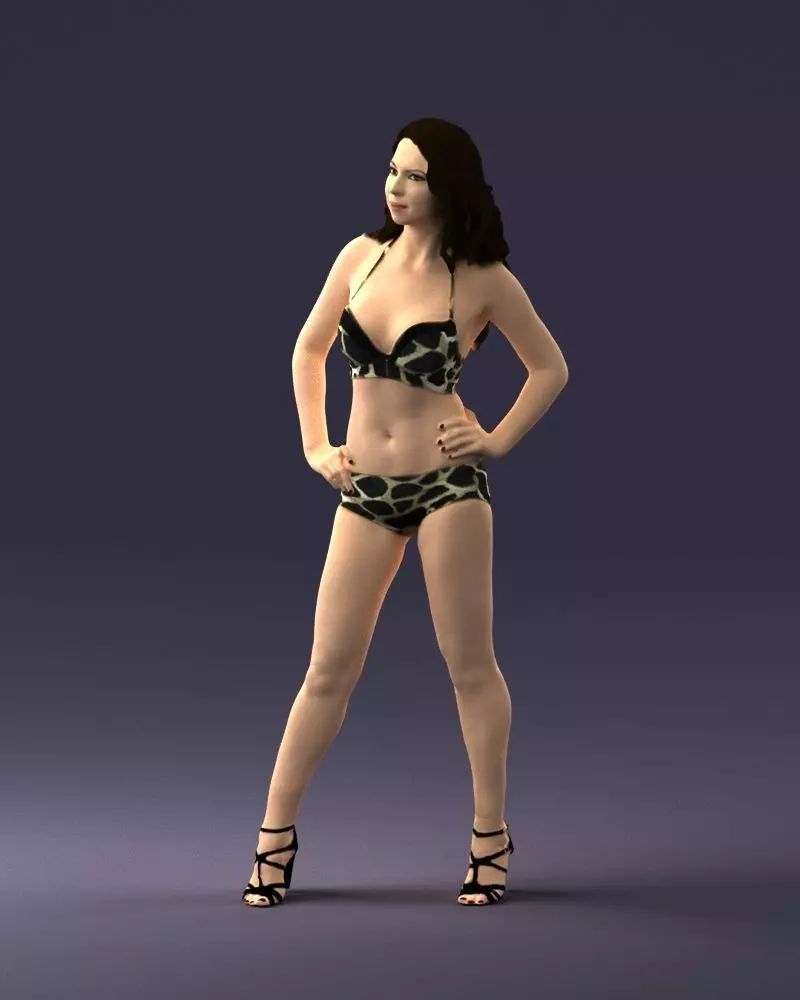 Woman in leopard print swimsuit 0114 3D model_0