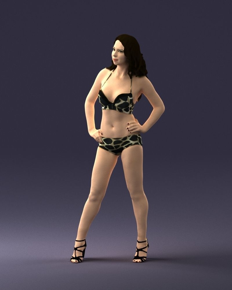 Woman in leopard print swimsuit 0114 3D model_36