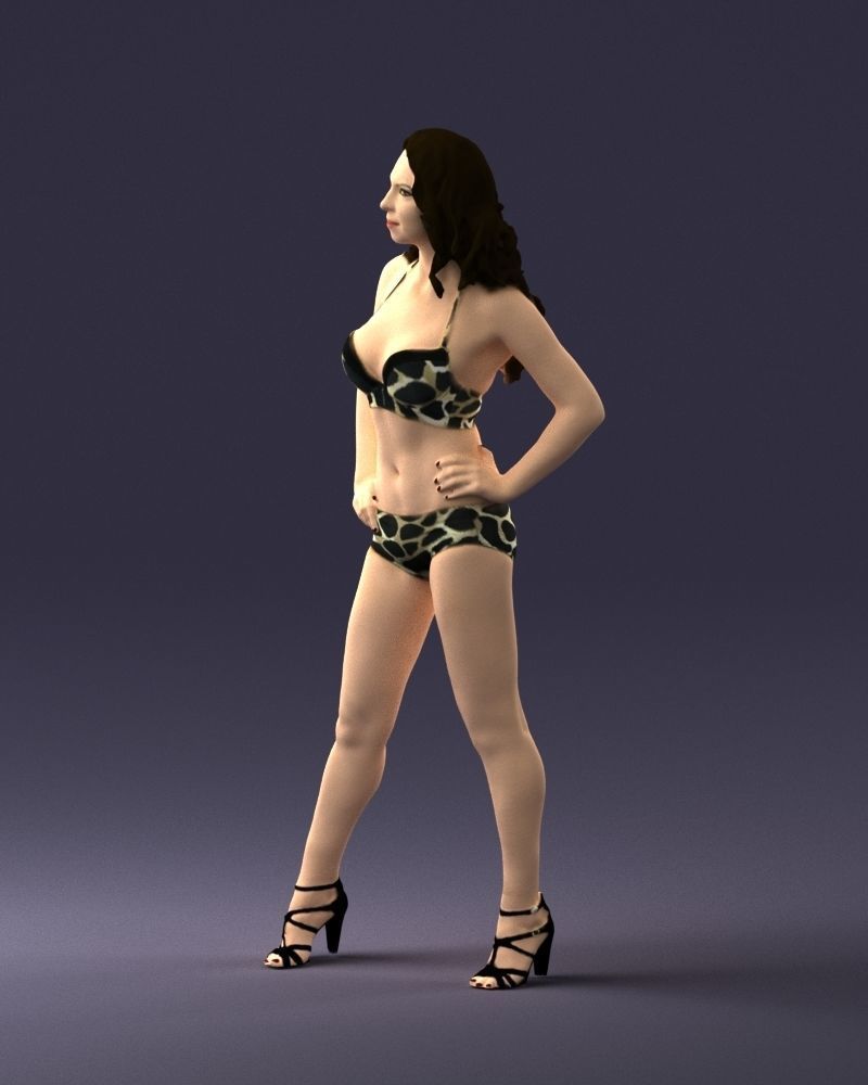 Woman in leopard print swimsuit 0114 3D model_30