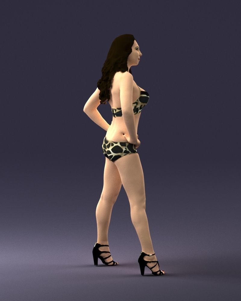 Woman in leopard print swimsuit 0114 3D model_15